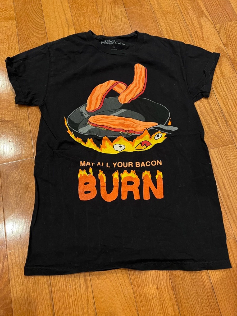Howl's Moving Castle May All Your Bacon Burn Studio Ghibli T-Shirt Size Small S